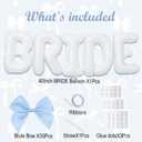 BRIDE Letter Balloons Blue Bows, 40" White BRIDE To Be Balloons for Beach Bach,Bachelorette,Last Toast On Coast,Beach Bridal Shower,Seashells Wedding Decoration,Girls Something Blue Engagement Party
