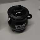 Pacific Giftware Witches Broth Cauldron Ceramic Bowl with Broom Spoon