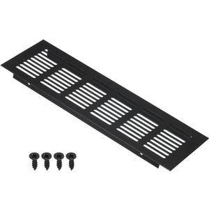 PATIKIL 10 x 3 Inch Door Air Vent Cover, Aluminum Grille Ventilation Cover Louvered with Mounting Screws for Cabinet Wardrobe Door, Black