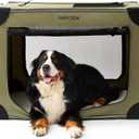 EHEYCIGA Collapsible Dog Crate 42 Inches, Portable Travel Crate for Extra Large Dogs, Soft Foldable Pet Kennel with 4-Door Mesh Windows Indoor & Outdoor, Green (42.0"L x 31.0"W x 31.0"H)