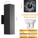 Outdoor Porch Lights, 14 in Outside Lights for House,Garage,Front Door,Modern Black Outdoor Wall Sconce,Up and Down Aluminum Square Patio Wall Light Fixture Include 8 * 7W Led Bulbs 4PCS