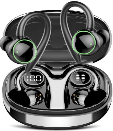 PEFUPEW 
Wireless Earbuds, Bluetooth 5.4 Headphones Sport Over Ear Buds With ENC Mic
ENC Noise Cancelling Mic, 48H, Wireless Earphone With Earhooks, Stereo Deep Bass, IP7 Waterproof Headset for Workout, Black