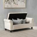 Christopher Knight Home Keiko Velvet Armed Storage Bench, Ivory, 19.5"D x 50.00"W x 19.25"H