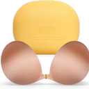 Niidor Magnetic Adhesive Sticky Bra Strapless Invisible Sticky Boobs Silicone Push up Bra for Backless Dress (Brown)