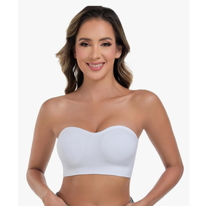 ANGOOL Strapless Bras for Women Wirefree Non-Slip Tube Top Invisible Bralette Seamless Padded Bandeau Bra, Medium