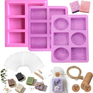 Soap Making Kit with 3 Silicone Molds, 48 Bags, 48 Gift Tags, 65ft Jute Twine  Craft Set for Handmade Soaps  Beginner & Professional