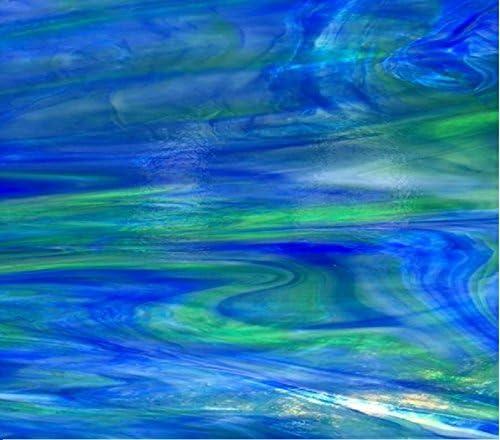 Green/Blue Wispy Opal - Stained Glass Sheet
