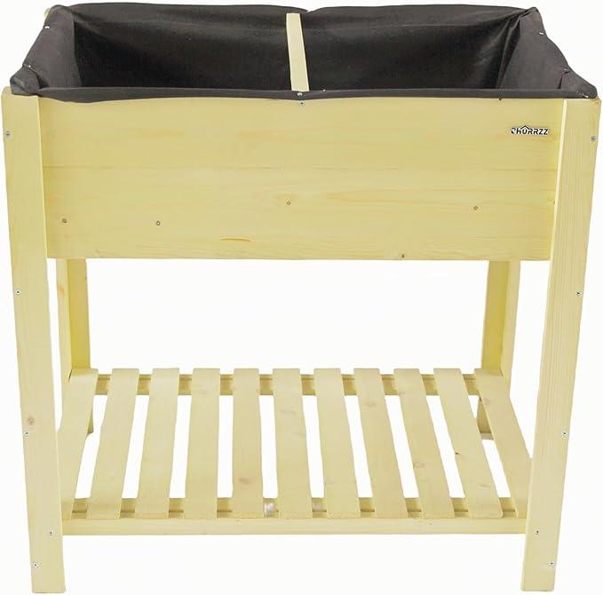 CHURRZZ Elevated Wooden Garden Bed with Breathable Non-Woven Fabric and Slatted Bottom, Perfect for Raised Flower and Vegetable Planting (L)