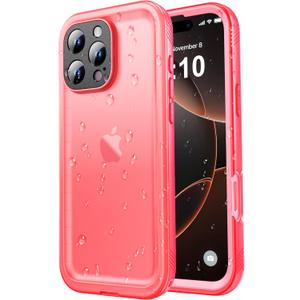 SPORTLINK Waterproof Case for iPhone 16 Pro Max, Shockproof Dustproof Built-in Screen Protector, Full Body Sealed Heavy Duty Protective Cover for iPhone 16 Pro Max 6.9" Pink