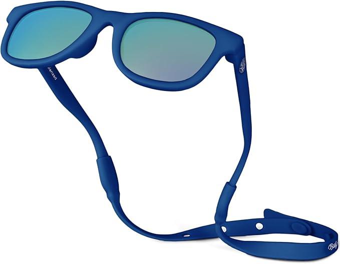 BABY SUNNIES Polarized Baby Sunglasses with Strap - Unbreakable Flexible Infant Sunglasses for Toddlers & Newborns 0-24 Months - Navy Blue - Baby Beach Essentials - Infant Travel Essentials