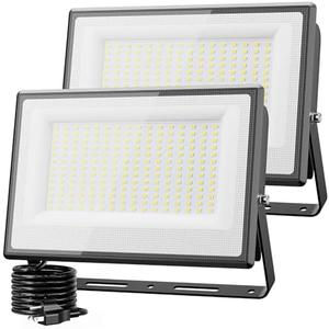 Olafus 1 Pack 200W LED Flood Light Outdoor, 18000LM Super Bright IP66 Waterproof Exterior Security Lights with Plug, 6500K Daylight White Exterior Floodlights for Stadium Yard Barn