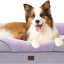EHEYCIGA Orthopedic Dog Bed for Large Sized Dog, 41x27x7.5 Inch Large Memory Foam Dog Couch Bed with Sides, Waterproof Liner & Washable Removable Cover, Bolster Pet Sofa, Purple