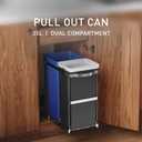 simplehuman 35 Liter / 9.3 Gallon Dual Compartment Under Counter Kitchen Cabinet Pull-Out Recycling Bin and Trash Can, Chrome