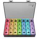 Extra Large Weekly Pill Organizer 4 Times a Day, Fullicon XXL Large Pill Box, 7 Day Medicine Organizer, Black Pill case for Vitamin/Fish Oil/Supplements