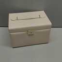 Vlando Jewelry Box for Mothers Day Teacher Appreciation Gifts, 4-Tier Jewelry Organizer with Lock, Mirror Jewelry Box for Earring, Ring, Necklace and Bracelets, Jewelry Storage for Women Girls - Beige