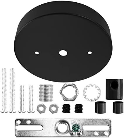 Sangle Sopffy Pendant Light Canopy Kit, 5 1/8 Inches Ceiling Lighting Canopy Kit with All Mounting Hardware Modern Chandelier Ceiling Plate Cover for Pendant Lighting Fixtures, Black (Black)