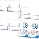 4 Pack Vertical Business Card Holder, Clear Acrylic 2 Pocket Desktop Business Card Holder, Multiple Cards Display Stand for Home, Office, and Exhibition, up to 100 Cards