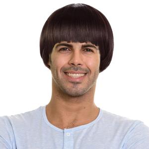 Short Mushroom Wig for Men-Synthetic 60s Bowl Cut Wigs for Anime Movie Music Costume Halloween Cosplay Party (Dark Brown)