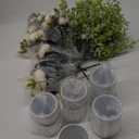 5 Sets Artificial Peonies Flowers, 6 Artificial Peony with Vase 6 Faux Eucalyptus, Faux Silk Peony Bouquet Spring Flowers for Decoration Wedding Party Home Dining (White)