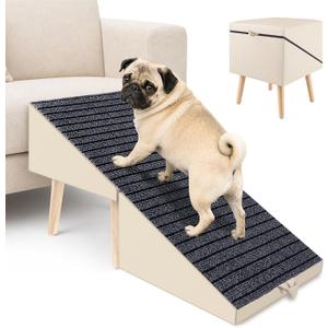 2-in-1 Foldable Dog Ramp Ottoman for Couch, Dog Stairs for Small Dogs