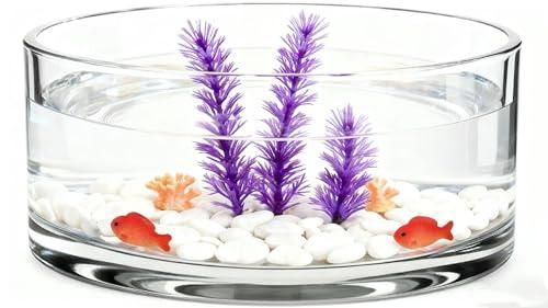 Wide Glass Cylinder Vase, 4" Tall x 8" Wide Thick Heavy Duty Glass Vase for Flower, Plants - Decorative Glass Bowl for Succulents, Indoor Plants, Terrarium, Hydroponic Gardening, Home Decor