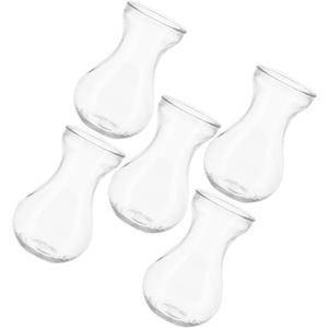 Uonlytech 5Pcs Hydroponic Glass Vases Centerpiece Containers for Desktop Indoor Plants Home Office Decoration Transparent Flower Jars for Hyacinth and Greenery