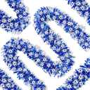 Palonu 50 Feet Hanukkah Decorations Tinsel Garland Glitter Twist Garland Metallic Menorah Ornaments Blue Metallic Streamers with Silver Star, Indoor Outdoor Chanukah Decorations Home Party Supplie