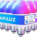 Smart Light Bulbs 8 Pack, Work with Alexa and Google Assistant, LED Light Bulbs Color Changing, Bluetooth Music Sync, WiFi Bulbs with APP,850LM
