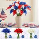 Hoteam 36 Pcs 4th of July Artificial Flowers Red White and Blue Decoration 250th Anniversary Patriotic Calla Lily Picks Decorations Independence Day Memorial Day Table Decor (Red,White,Blue)
