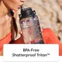 Takeya Motivational Water Bottle with Straw Lid and Time Marker (64 oz, Cloud White) - Leakproof, BPA Free Water Bottle for Daily Intake Tracking