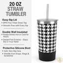 Biddlebee 20oz Insulated Tumbler with Straw and Slider Lids | Cute Stainless Steel Coffee Cup and Water Bottle with Silicone Boot | Gift for Women, Mom or Best Friend | Travel Mug Hot Cold (Black/White)