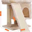 SYANDLVY Small Cat Tree for Indoor Large Cats, Kittens Condo with Scratching Post and Board, Modern Activity Tower with Cave (Beige)