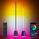 Keepsmile Smart RGB LED Corner Floor Lamp,Bright Tall Standing Lamps with APP and Remote,Modern Floor Lamp with Music Sync and 16 Million Colors, Ambient Lighting for Living Room Matte Black 2 Pack