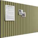 Bumusty Large Cork Board Alternative-36 x 24" Felt Bulletin Board Tiles, with 30 Pushpins, 40 Adhesive Tabs, Fine-Stripe 6-Pack, Cork Boards for Office Push Pin Board Felt Board-Olive Green