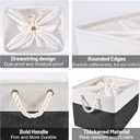 HOdo Home 3PCS Fabric Storage Bin with Drawstring Closure and 2 Bold Handles, Collapsible Large Canvas Storage Baskets for Organizing Shelf Nursery Home (White and Black, 15.8L11.8W9.5H) (15.811.89.5in/3-Pack)