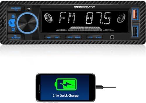 UNITOPSCI Single Din Bluetooth Multimedia Car Stereo Radio Bluetooth Hands-Free Calling Audio Receiver FM Radio Car MP3 Player AUX in/Dual USB Port Digital Media, Fast Charging LCD Digital Radio