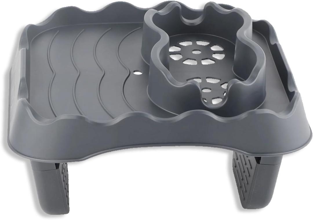 Hot Tub Table, Foldable Bathtub Side Table Caddy with 2 Cup Holders Adjustable Hot Tub Tray with Drain Holes for Spa Swimming Pool Bathtub(Grey) (Gray)