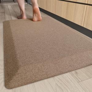 Color&Geometry Anti Fatigue Cushion Mat for Home Office Comfort Standing 48"x20", 0.9 Inch Thick, Non-Slip Padded Ergonomic Floor Mat for Standing Desk, Kitchen Sink and Laundry, Khaki
