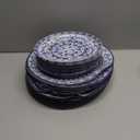 Hioasis 60pcs Blue Plastic Plates Set - Floral Blue & White Porcelain Design, 10.25" Dinner & 7.5" Dessert Plates Disposable for Christmas (Dishwasher Safe, Traditional Style)