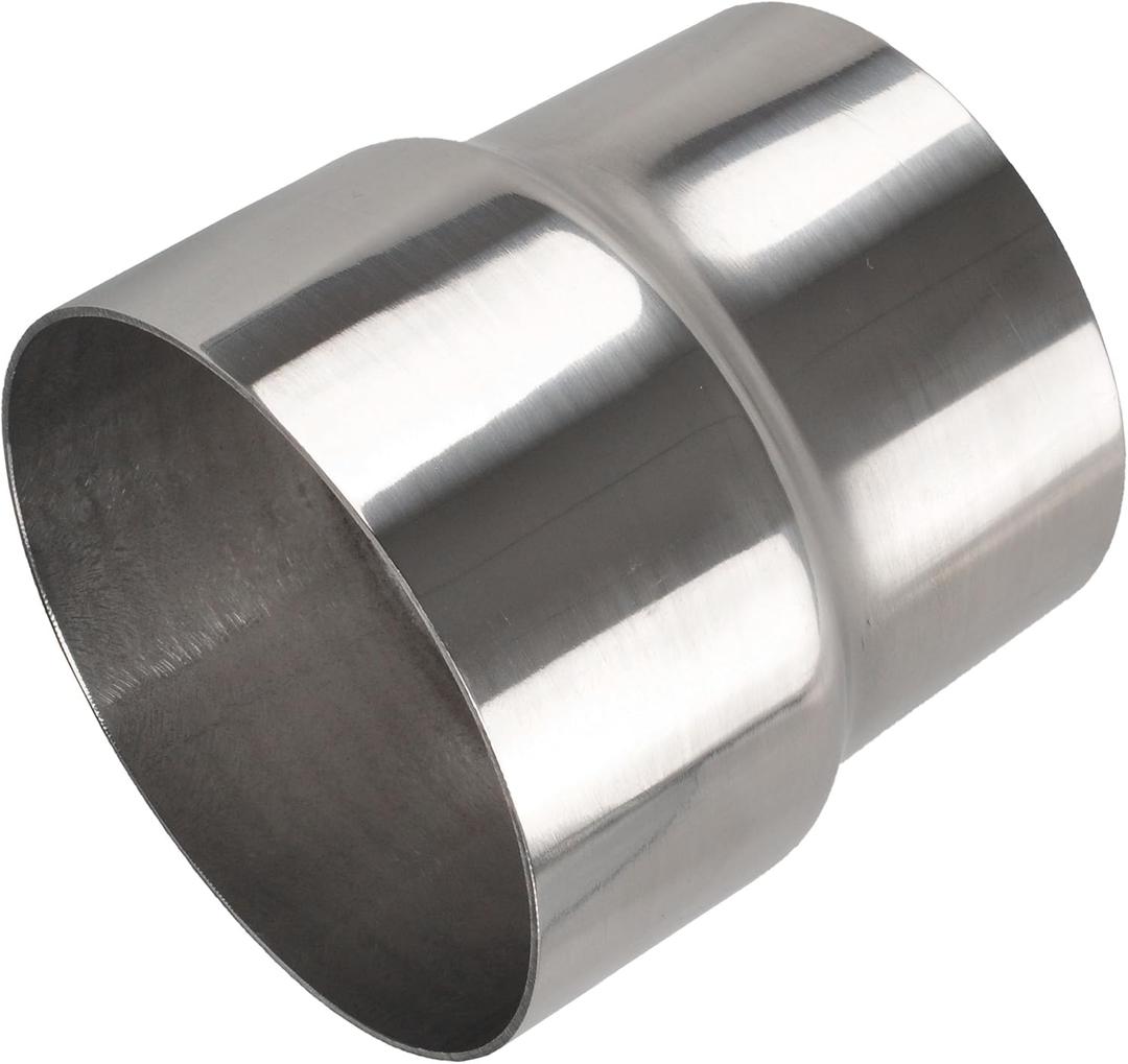 OD 3.5 Inch to OD 4 Inch Exhaust Pipe to Component Pipe Adapter Reducer 3.5" OD to 4" OD Polished Stainless Steel 4" Overall Length