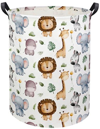 HIYAGON Baby Laundry Hamper Basket Baby Hamper for Nursery Boy and Girl Cute Kids Toys Storage Bin Organizer Animal Room Decor (Animal)