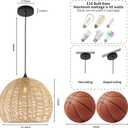 16.1 inch Hemp Rope Woven Pendant Light Wicker Pendant Light Rattan Light Fixture Boho Chandelier Farmhouse Chandelier Dome Pendants Light for Dining Room Bedroom Kitchen