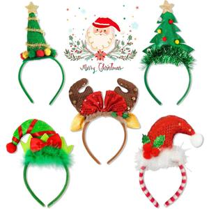 5pcs Stretchy Santa Hat Headband for Christmas Party,Comfortable and stylish hair accessories for a festive and beautiful look