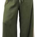 Xiaoxuemeng Linen Pants Women Wide Leg Striped Capri Pants Casual Baggy Linen Trousers with Pockets XL