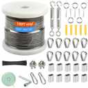 1/8" Wire Rope Kit - Steel Wire, 100FT Turnbuckles for Cables, Vinyl Coated Stainless Steel Cable for Outdoor, Garden, Kitchen, Craft