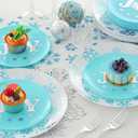 175pcs Christmas Dinnerware Set Disposable for 25 Guests, Blue and White Christmas Plates Includes 25 Dinner Plates, 25 Blue Snowflake Dessert Plates, 75 Silverware Set, Cups and Place Cards