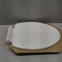 Mayfair Ashton Easy to Clean Single Hinge Toilet Seat, Modern Slow Close Wood Toilet Seat, Made in USA, Elongated, White