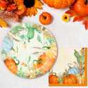 10in Thanksgiving Paper Plates Napkins Set Disposable Fall Party Dinnerware Serve 20 Person