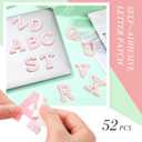 WILLBOND 52 Pieces Self Adhesive Pearl Rhinestone Letter Patches A-Z Glitter Letter Stickers Pearl Alphabet Appliques for Clothes Hat Backpack, Wedding Graduation Mother's Day DIY Crafts(Pink)