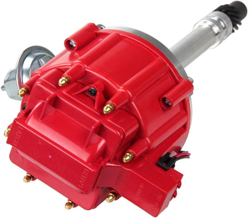 Voltstorm Performance Hei Ignition Distributor Compatible with Chevy GM SBC BBC 9000RPM V8 65k Coil 283 305 307 327 350 400 Small Blocks and 396 427 454 Big Blocks (RED)